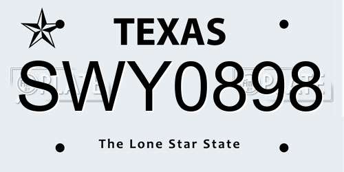 SWY0898 Texas License Plate