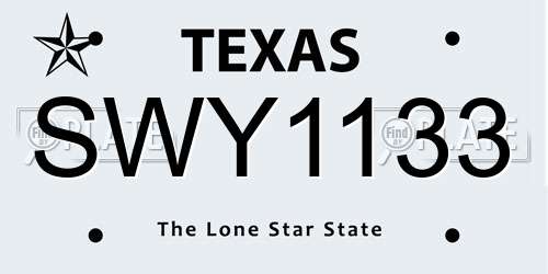 SWY1133 Texas License Plate