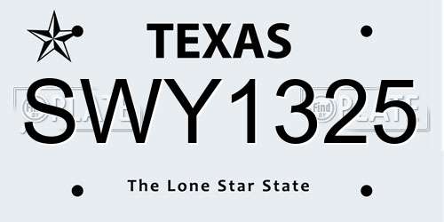 SWY1325 Texas License Plate