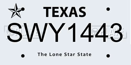 SWY1443 Texas License Plate