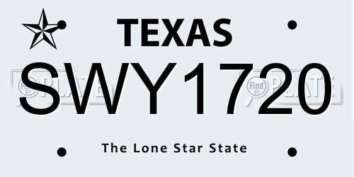 SWY1720 Texas License Plate
