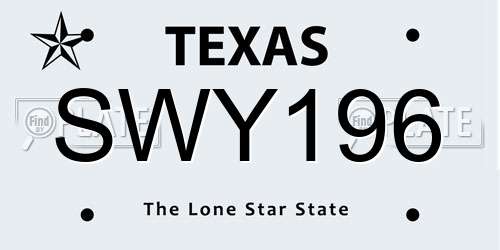SWY196 Texas License Plate