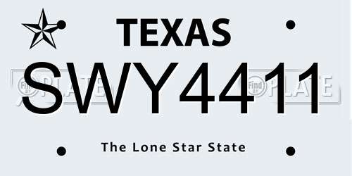 SWY4411 Texas License Plate