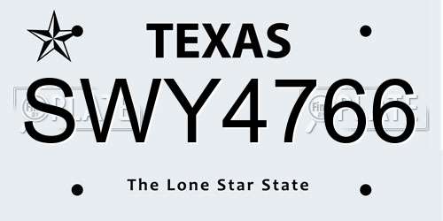 SWY4766 Texas License Plate