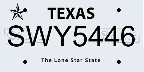 SWY5446 Texas License Plate