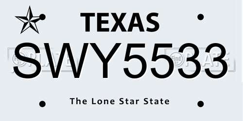 SWY5533 Texas License Plate