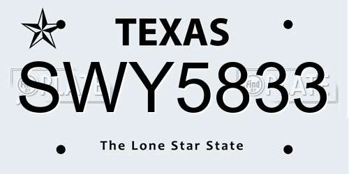 SWY5833 Texas License Plate