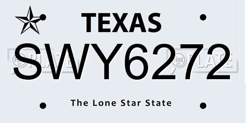 SWY6272 Texas License Plate