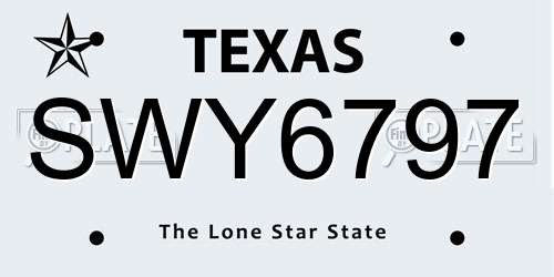 SWY6797 Texas License Plate