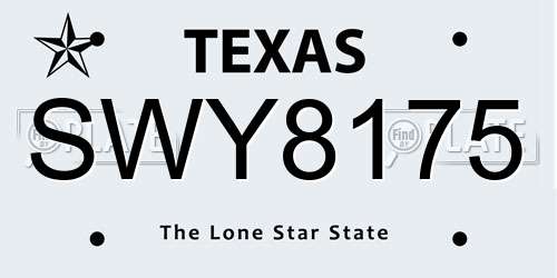 SWY8175 Texas License Plate