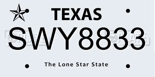 SWY8833 Texas License Plate