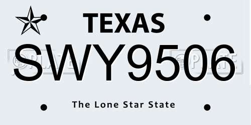 SWY9506 Texas License Plate