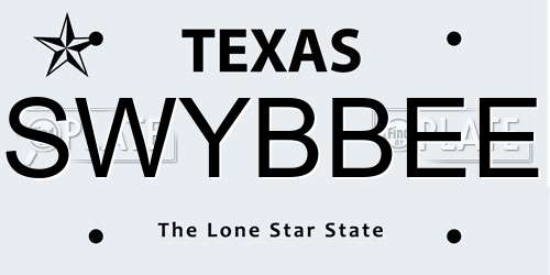 SWYBBEE Texas License Plate