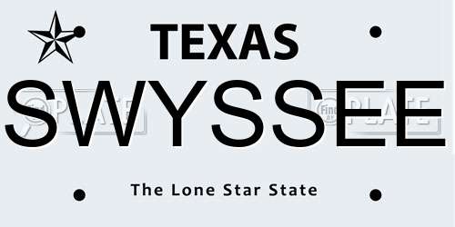 SWYSSEE Texas License Plate