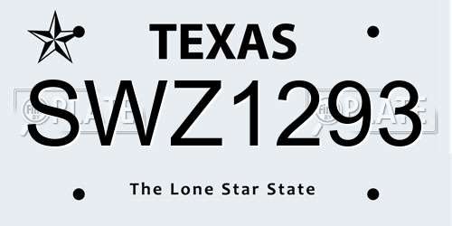 SWZ1293 Texas License Plate