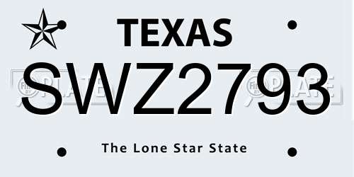 SWZ2793 Texas License Plate