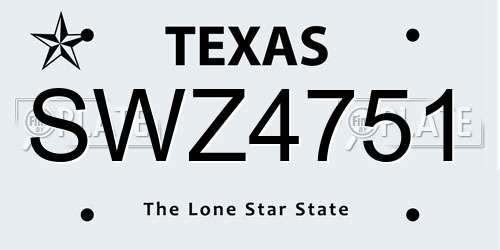 SWZ4751 Texas License Plate