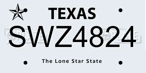 SWZ4824 Texas License Plate