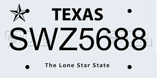 SWZ5688 Texas License Plate