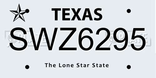SWZ6295 Texas License Plate