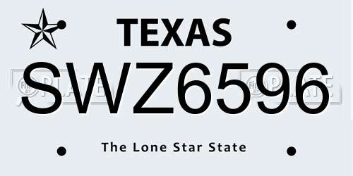 SWZ6596 Texas License Plate