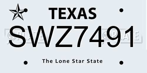 SWZ7491 Texas License Plate