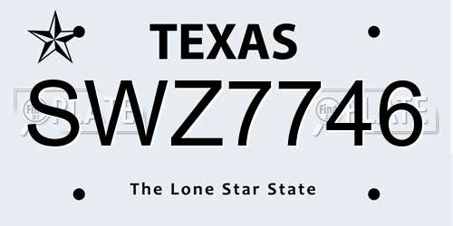 SWZ7746 Texas License Plate