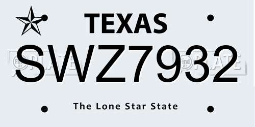SWZ7932 Texas License Plate
