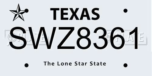 SWZ8361 Texas License Plate