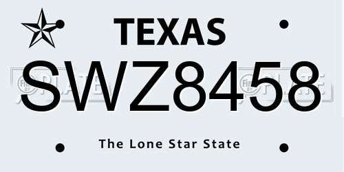 SWZ8458 Texas License Plate