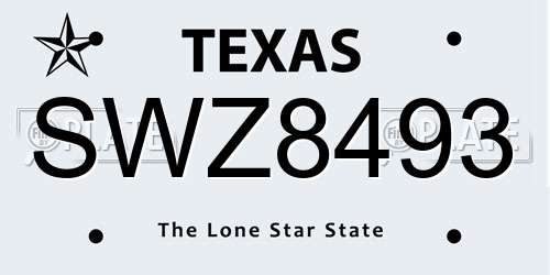 SWZ8493 Texas License Plate