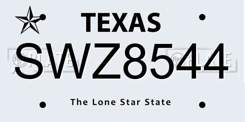 SWZ8544 Texas License Plate