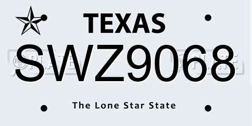 SWZ9068 Texas License Plate
