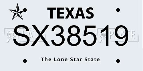 SX38519 Texas License Plate