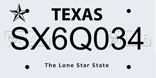 SX6Q034 Texas License Plate