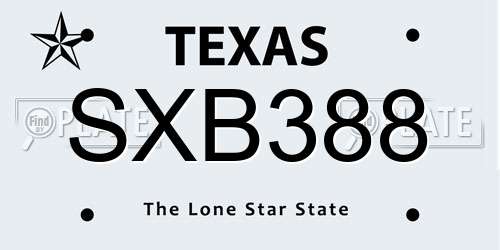 SXB388 Texas License Plate