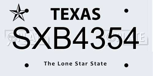 SXB4354 Texas License Plate