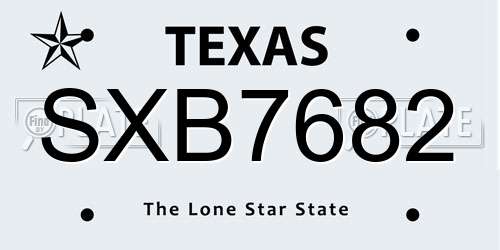 SXB7682 Texas License Plate