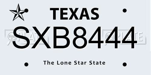 SXB8444 Texas License Plate