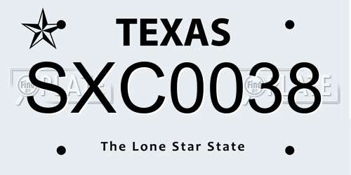 SXC0038 Texas License Plate