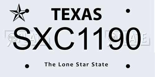 SXC1190 Texas License Plate