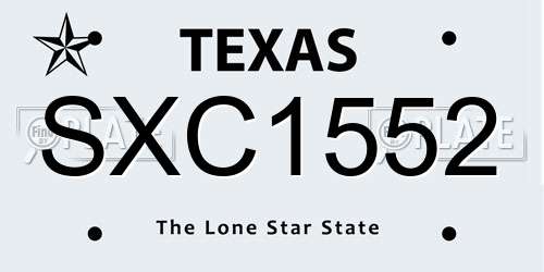 SXC1552 Texas License Plate