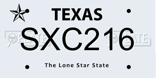 SXC216 Texas License Plate