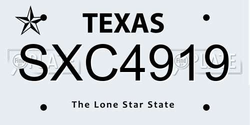SXC4919 Texas License Plate