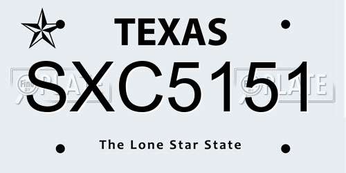 SXC5151 Texas License Plate