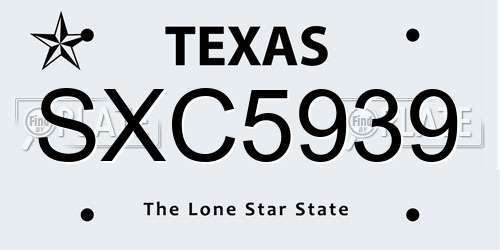 SXC5939 Texas License Plate