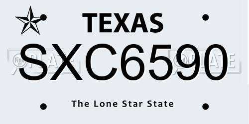 SXC6590 Texas License Plate