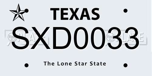SXD0033 Texas License Plate