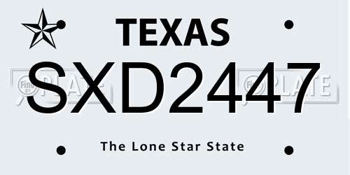 SXD2447 Texas License Plate