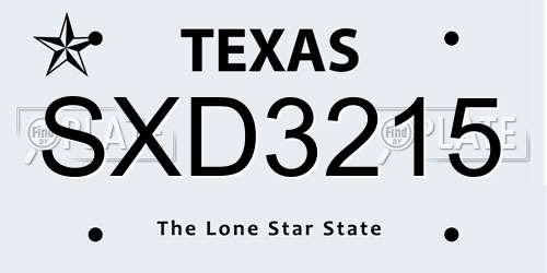 SXD3215 Texas License Plate